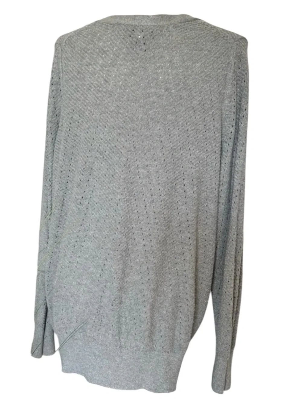 LANE BRYANT V-Neck Sparkly Silver Cardigan Sweater in Gray/Silver Size 18/20
